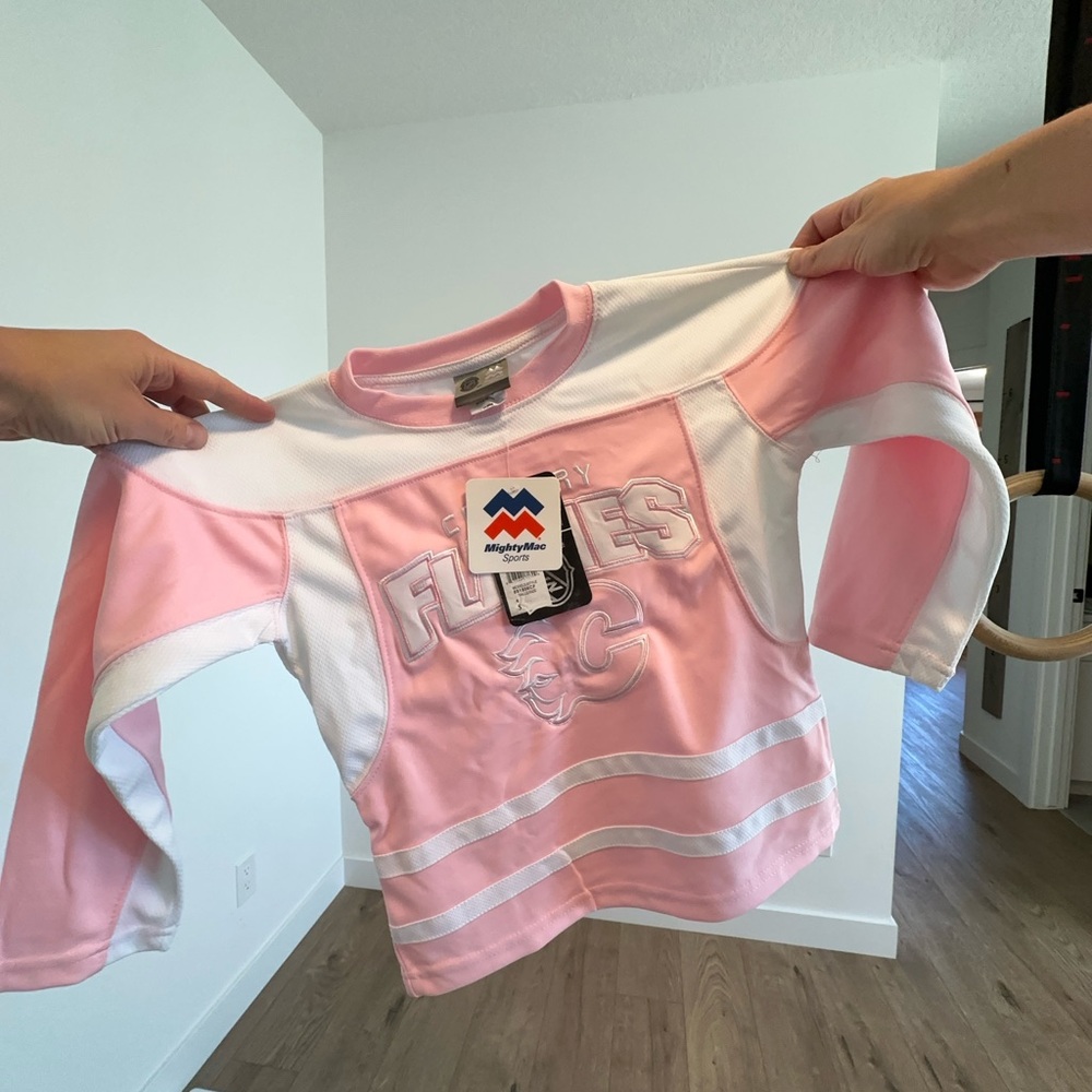 Pink and White Calgary Flames Jersey